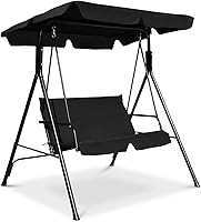 Vista 12 de Tangkula Columpio de porche para 2 personas, columpio al aire libre con cojines extraíbles, estructura de acero sólido, columpio de patio con toldo