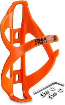 Corki Bike Water Bottle Holder, Bicycle Water Bottle Cage Vibrant Orange 1-Pack