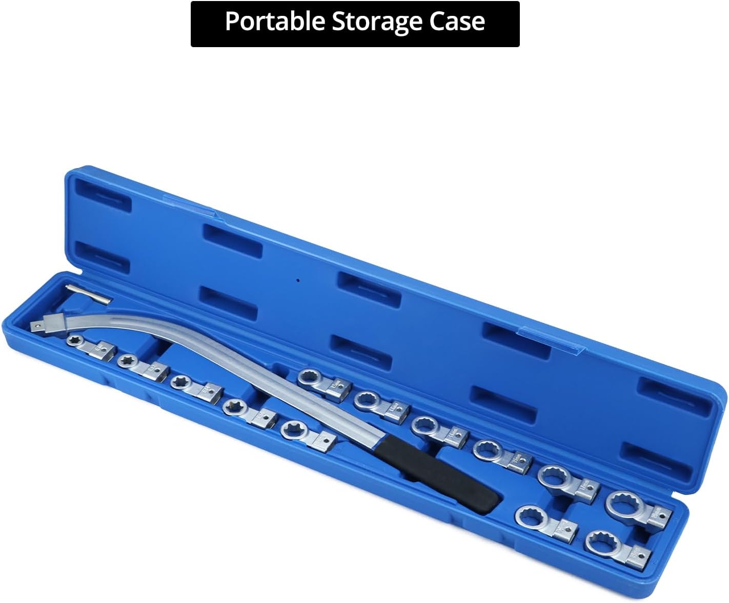 QWORK 15PCS Universal Auxiliary Belt Tensioner Pulley Removal Tool Kit, Engine Timing Belt Tension Wrench Set with Multi-Size Adapters & Carrying Case