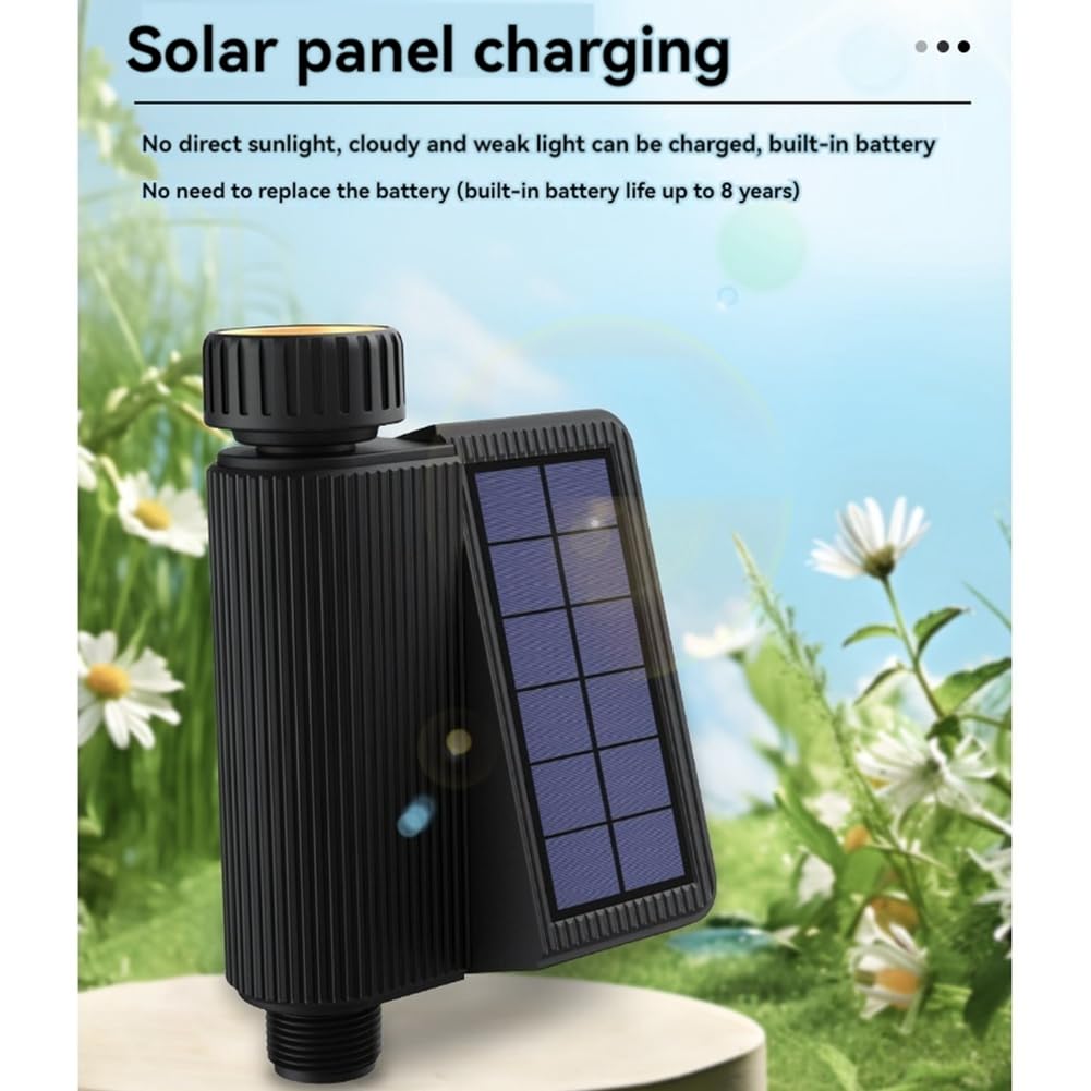 Regadera Solar WIFI, Aspersor Inteligente con Temporizador para Jardín con Sensor de Humedad y Temperatura del Suelo, Herramienta de Riego Automático de Flores
