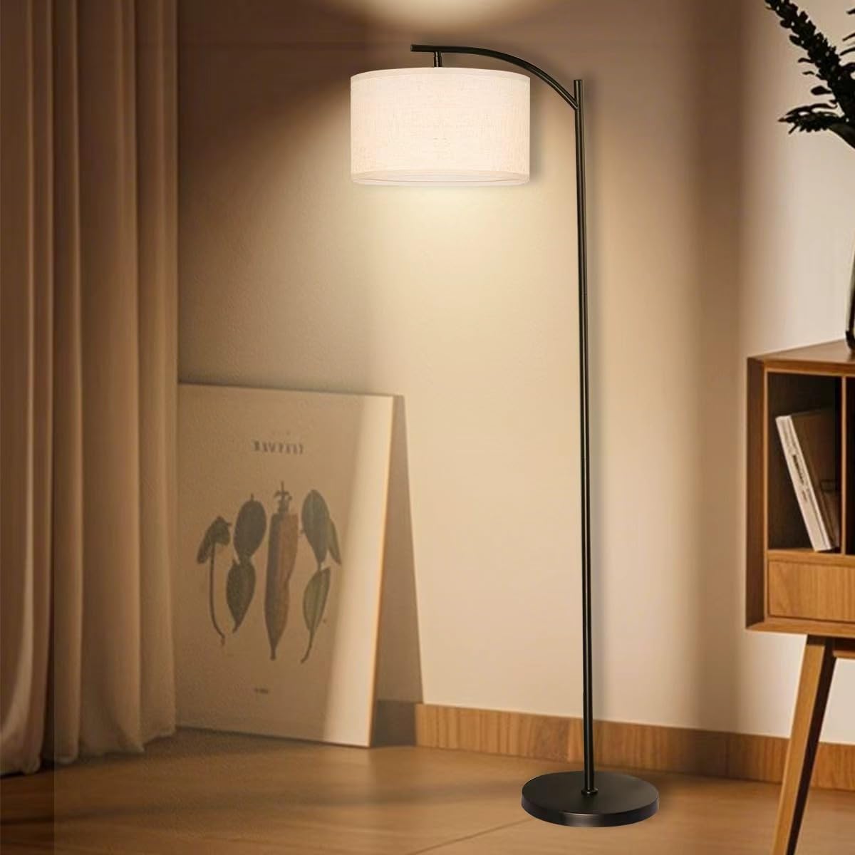 HoperBriwght Floor Lamp for Living Room, Standing Lamp, Floor Lamp with Linen Lampshade for Home Décor, Office, Bedroom (Bulb Included)