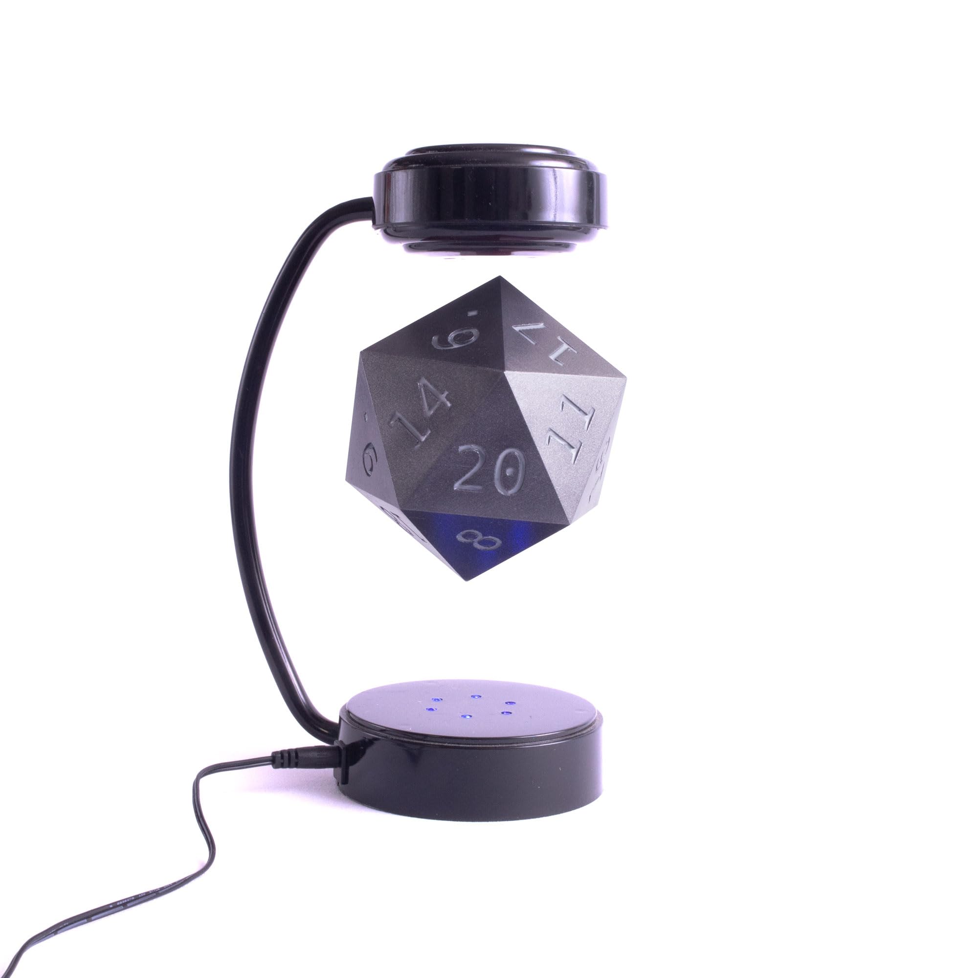 A&B1 Tabletop D20 Dice with LED Lights - 20-Sided Die for D&D Decoration, Cosplay, and Fantasy Gaming (Steel)