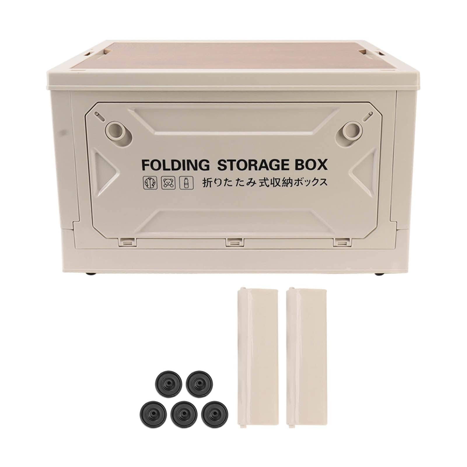 Ejoyous Scatola Portaoggetti da Campeggio con Coperchio in Legno, Scatola da da Campeggio da 50 Litri Scatola da Campeggio con Baule a 4 Ruote, Pieghevole, per Auto, Campeggio,