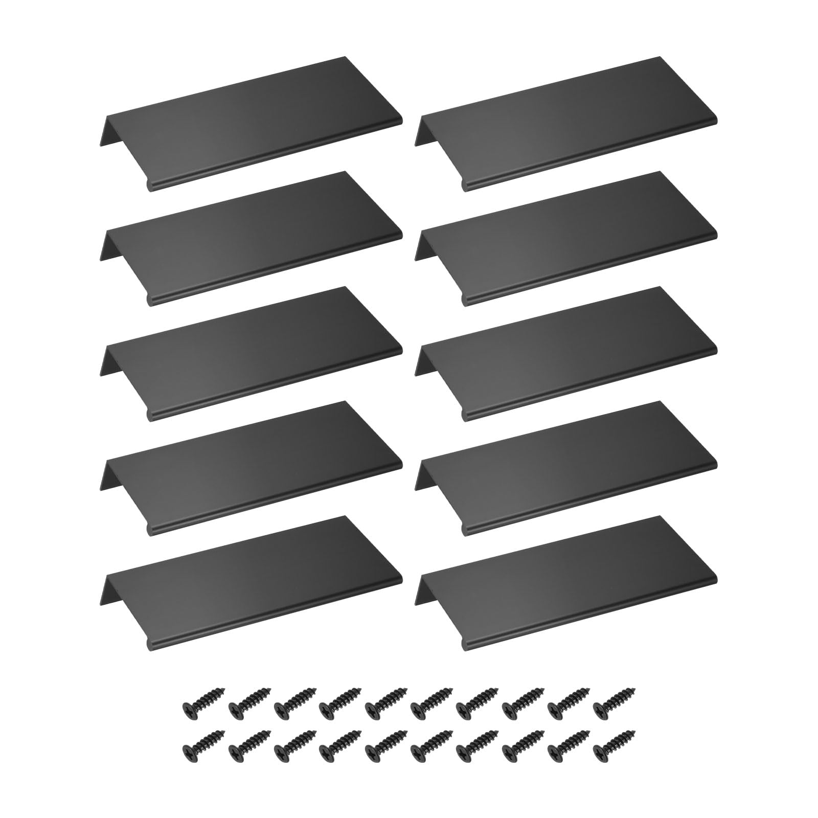 sourcing map Cabinet Finger Edge Pull, 10pcs 150mm / 5.91" Aluminum Alloy Back Mount Hidden Drawer Edge Handles, Modern Concealed Tab Pulls for Home Kitchen Furniture, Black