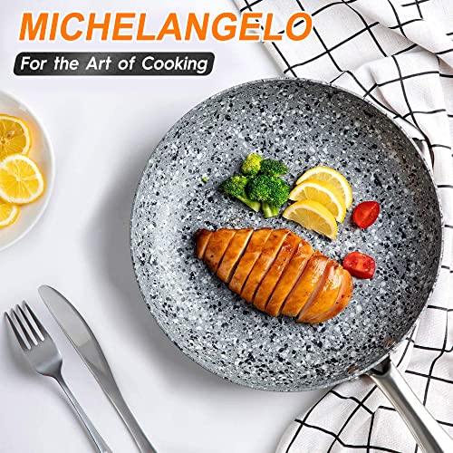 image for MICHELANGELO Stone Frying Pan with Lid, Nonstick 12 Inch Frying Pan wi