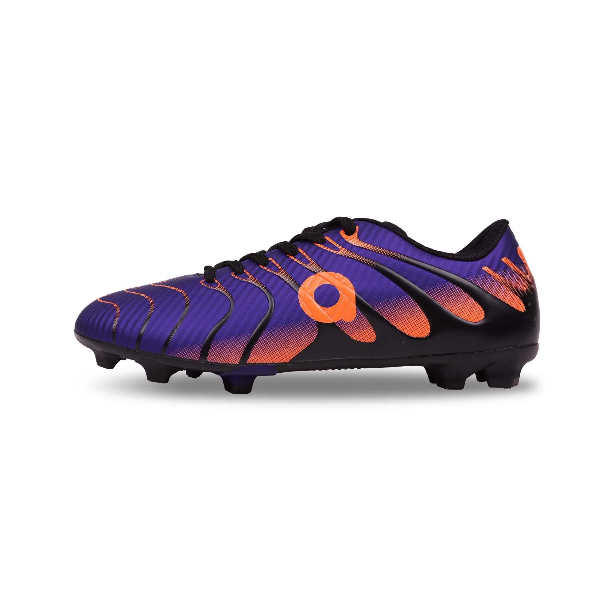 AIVIN Nova Football Shoes | Lightweight PU Synthetic Upper | Ribbed Texture for Precision Control | TPU Bladed Stud Outsole | Cushioned Insole | Premium Purple Orange Design | Firm Ground Soccer Studs