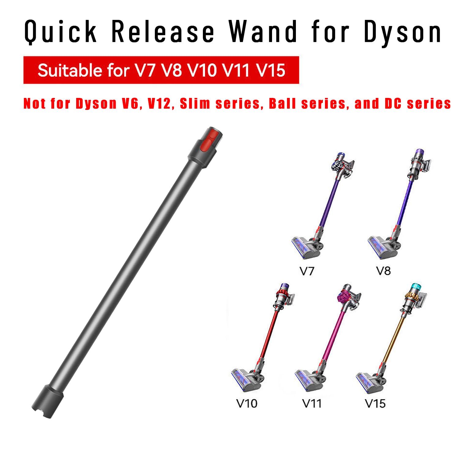 Extension Tube, Attachments Replacement Parts for Dyson V15 V11 V10 V8 V7 Stick Vacuum Cleaner, Quick Release Wand Replacement Accessories, 28.5in (Iron)