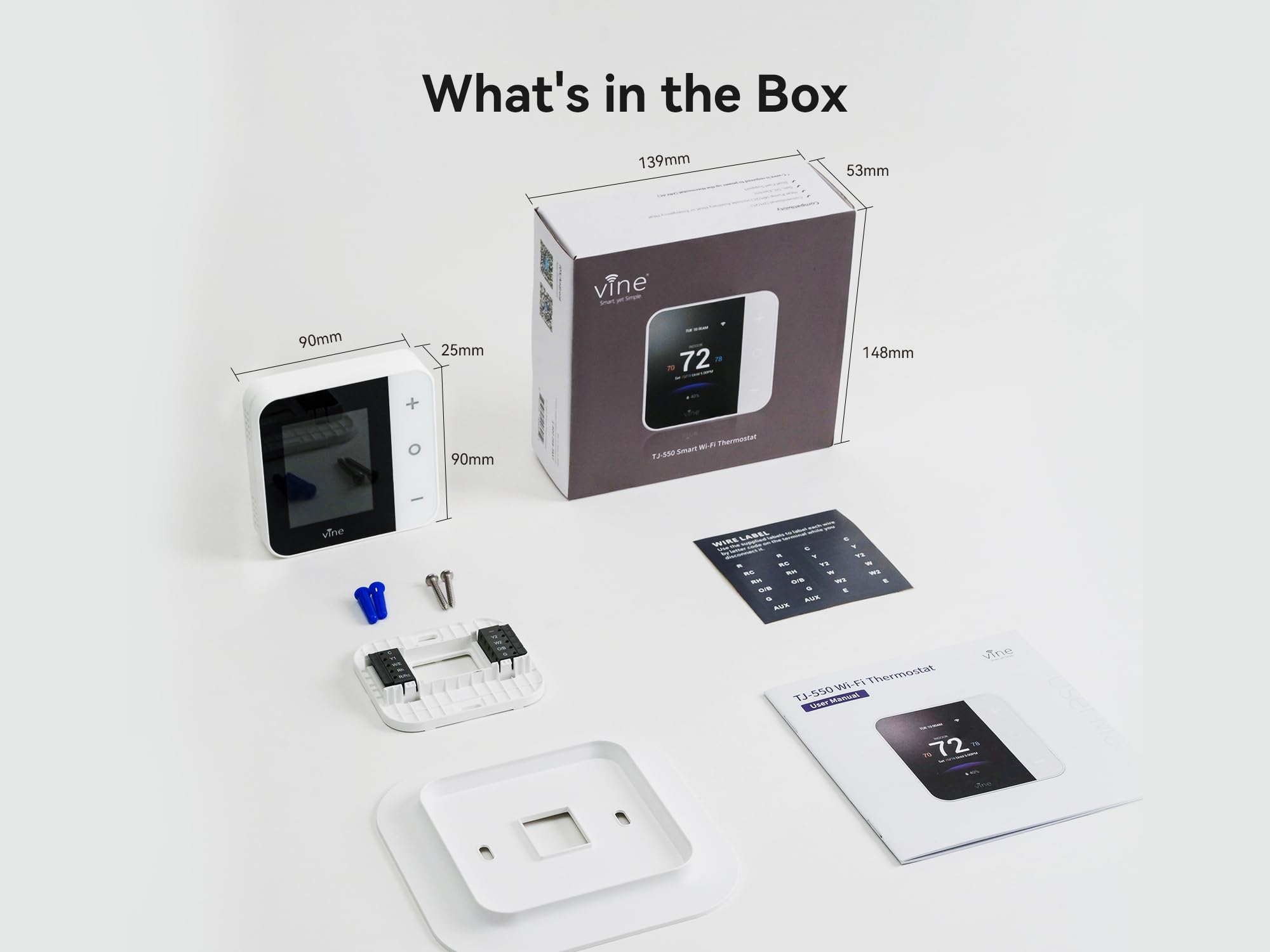 vine Inteligentny termostat do domu, termostaty WiFi do pracy domowej z Alexa i Google Assistant, programowalny 7 dni x 8 okresów, certyfikat Energy Star, wymagany przewód C