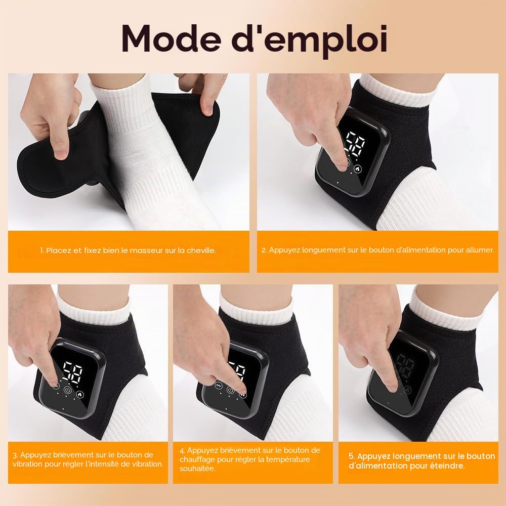 Lot de 2 masseurs de pieds 3 en 1, pour neuropathie, portable, électrique, rechargeable par USB, avec 3 modes, 5 niveaux de chaleur, pour jambes sans douleur et vitales