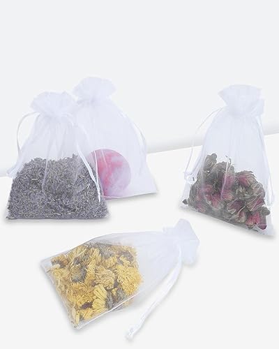 Miniatura 5 de Kslong 100 bolsas pequeñas de malla con cordón de 3 x 4, bolsas de organza transparente con cordón para joyas, bolsas de malla para fiestas de boda