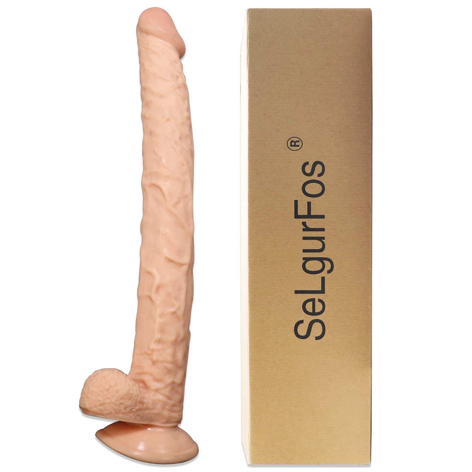 SeLgurFos Dildo realistici extra lunghi, grandi dildo con forte ventosa Giocattoli sessuali enormi da 15,74 pollici per coppia donna-femmina Masturbazione Gioco a mano libera (carne)