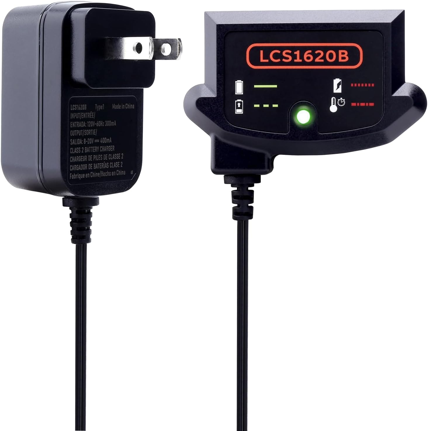 Lasica Compatible with Black and Decker 20V Lithium Battery Charger LCS1620B Compatible with Black & Decker 20 Volt Max Lithium Battery LBXR20 LBXR2020-OPE LB2X3020 LB2X4020 LBX4020 90590282 BDCAC202B LCS1620 20V Charger
