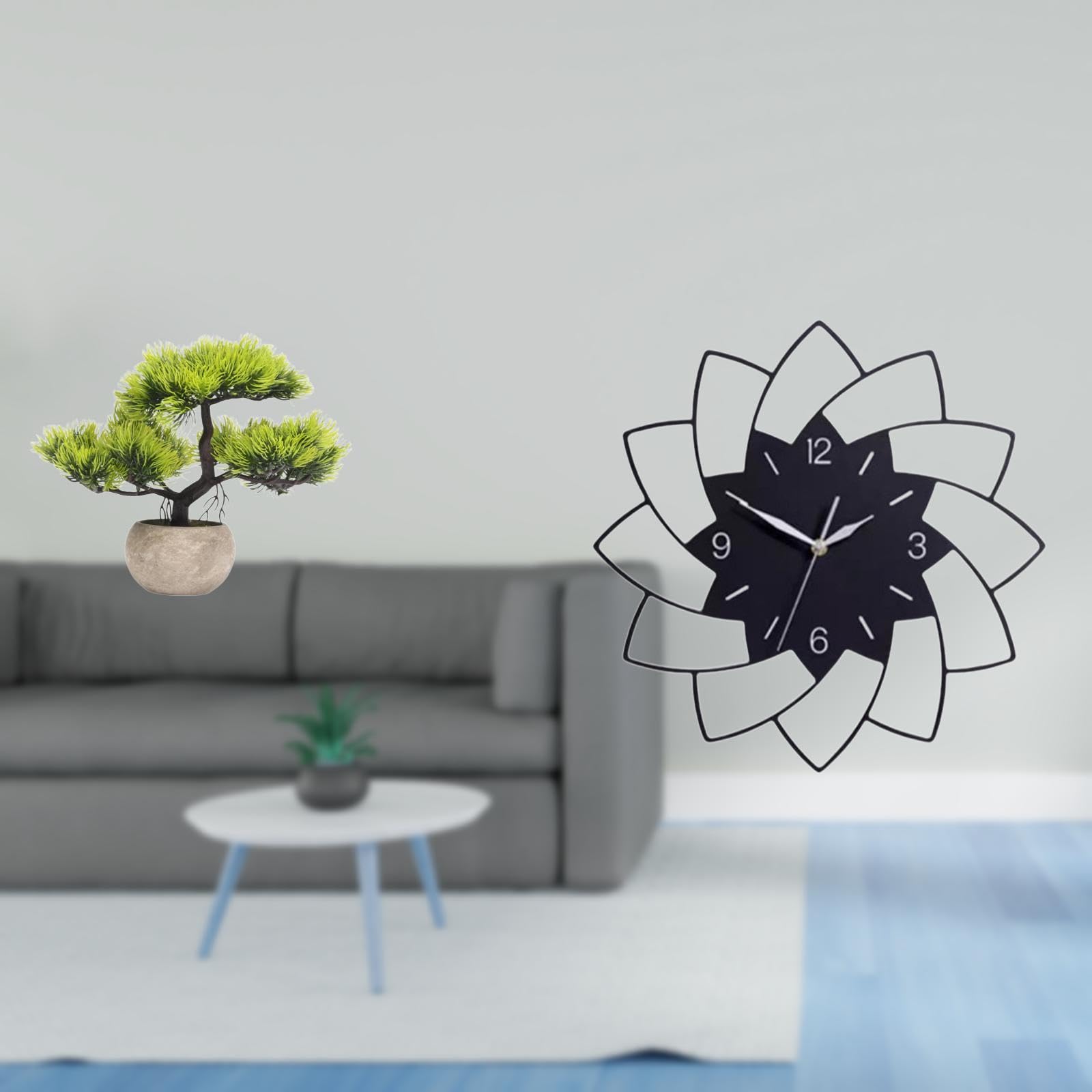 SECRET DESIRE Artificial Bonsai Tree Acrylic Wall Clock Flower Shaped Faux Plant Greenery Collection Decorative Centerpieces for Bedroom Cafe Indoor Decor|Home D?©cor|Floral D?©cor-image-30
