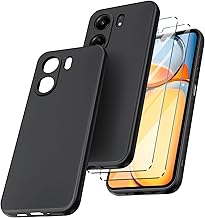 New&Teck Coque pour Xiaomi Redmi 13C + 2 Verre Trempé Protection écran, Housse en Transparent Silicone TPU Souple, Bumper avec Coins Renforcés (Noir)