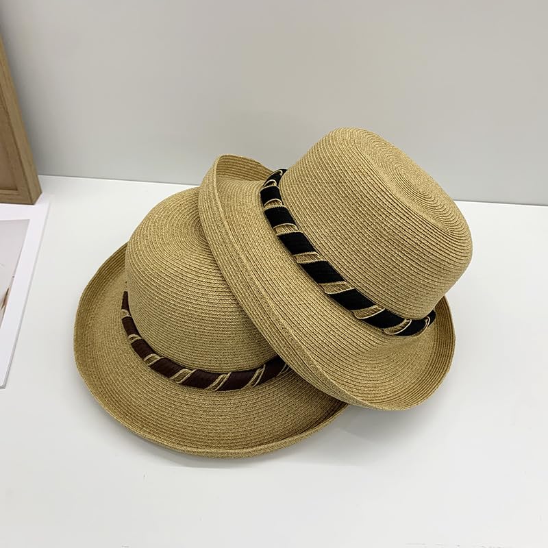 Sombrero de Paja para Mujer,ala Enrollable,Plegable,para Playa,Viajes,Vacaciones de Verano,Suave,Ligero y Transpirable