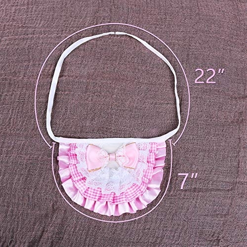 AriTan Pet Bandana Costume, Cat Pink Bow Lace Apparel Triangle Scarf Accessories, Dress up Lace Breathable Bibs for Small and Medium-Sized