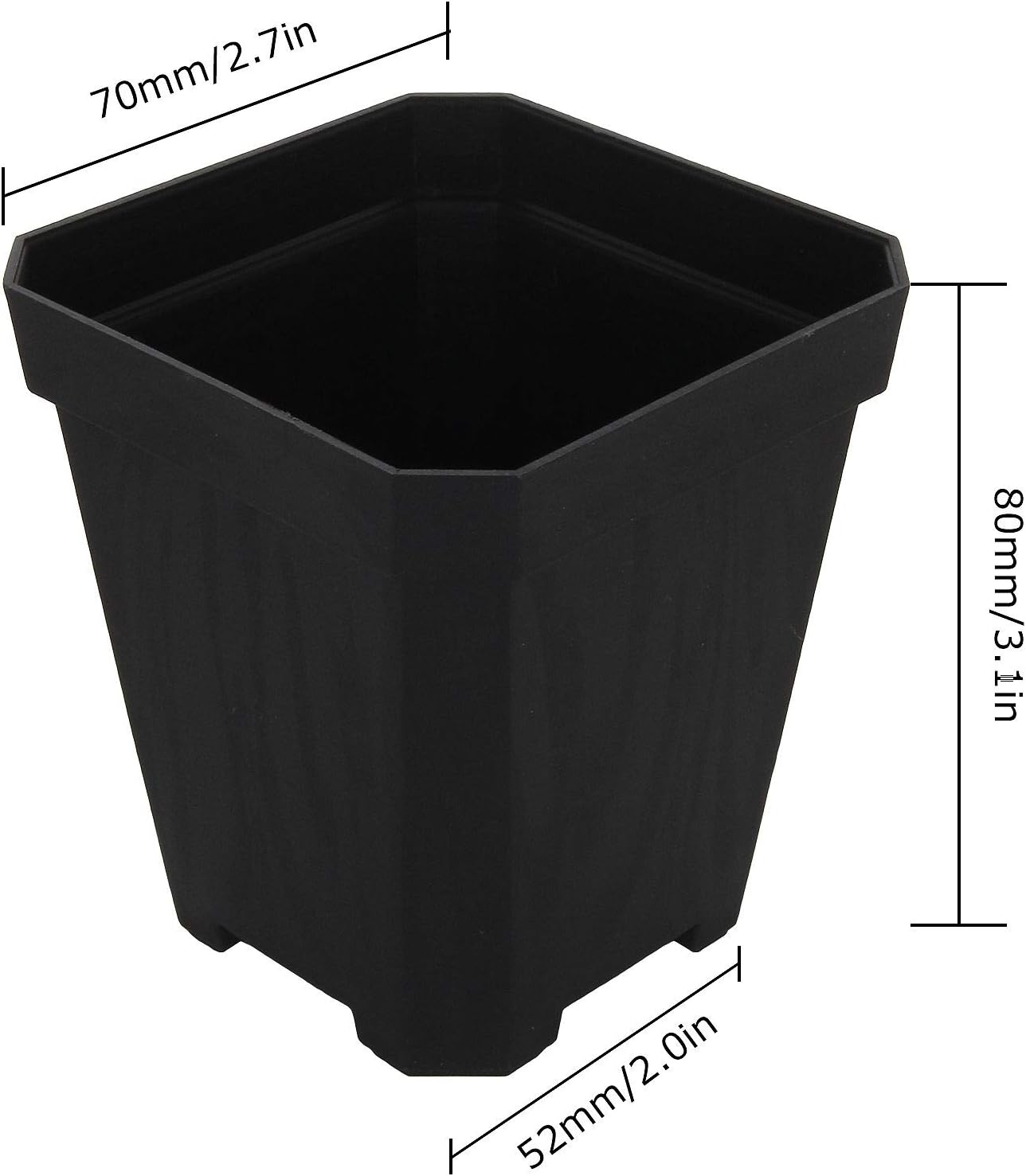 60pcs Plastic Square Nursery Pot (Black) Thick Plastic Square Flower Planting Pots with Drainage Hole for Seed Germination, Seed Starting Pots, Modern Decorative Flower Pot - Image 2
