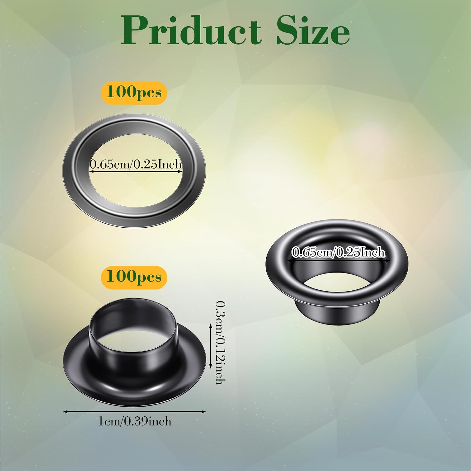 HJZHII 200 Sets Black Metal Eyelets, 1/4 Inch Grommets Eyelets with Washers Eyelet and Grommets Kit Round Inner Hole Grommet Eyelet for Canvas Fabric Shoes Clothing Bead Cores Curtain Tents Leather