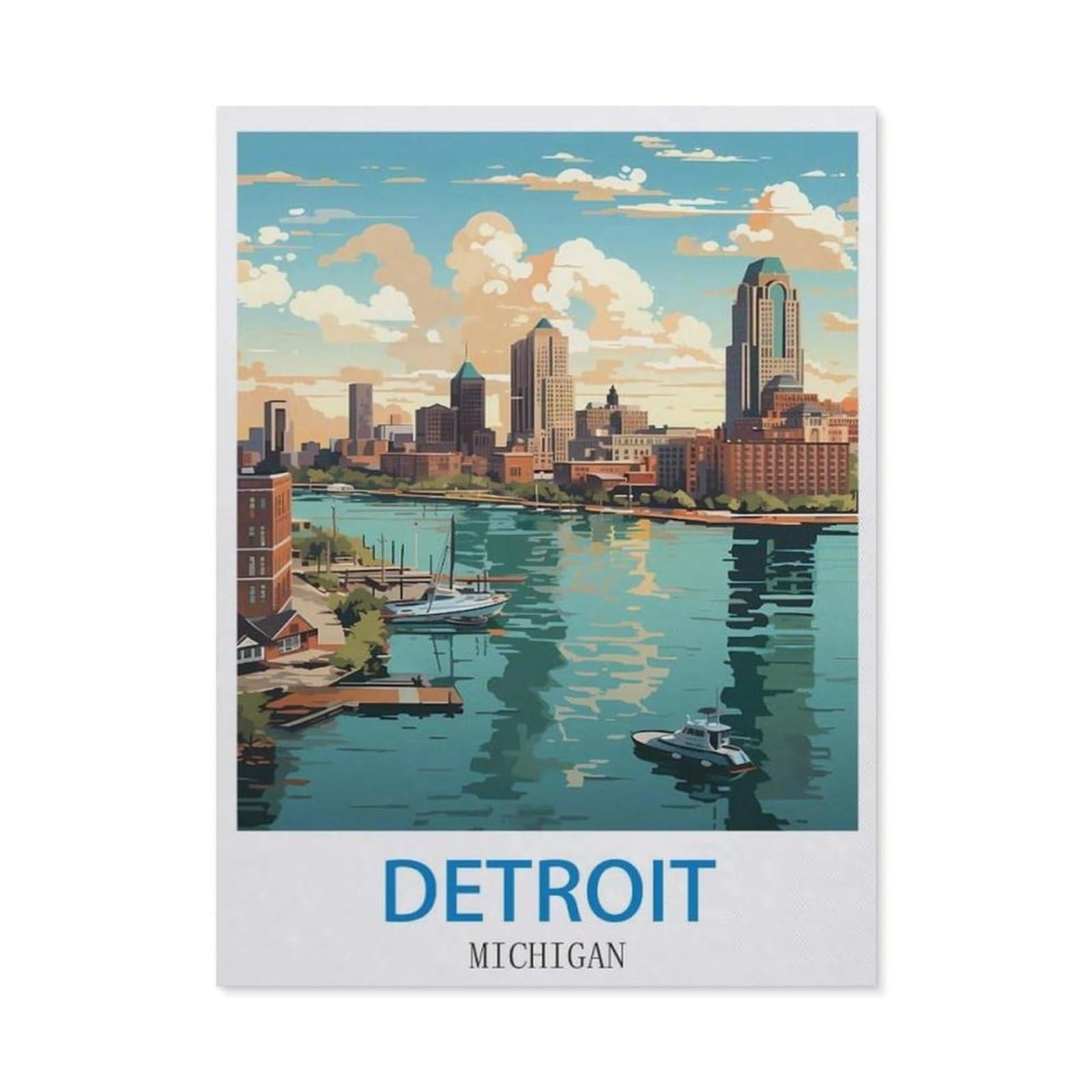 BEAYODKP 5D Diamond Painting Set for Adults and Children，Detroit Michigan，DIY Diamond Crystal Rhinestone Embroidery Painting（50 x 60 cm/19.68 x 23.62 inches）-CL78