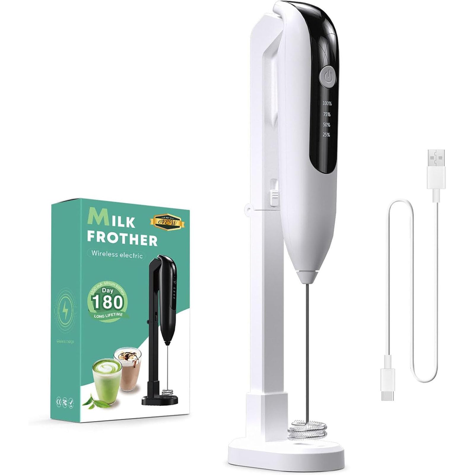 PIWINE Original Milk Frother, Mini Drink Mixer, Wireless Handheld Egg Beater, Full-automatic Household Kitchen Baking Coffee, Milk Oil, Multi-function Milk Foam, Coffee Mixer (with Usb Charging)
