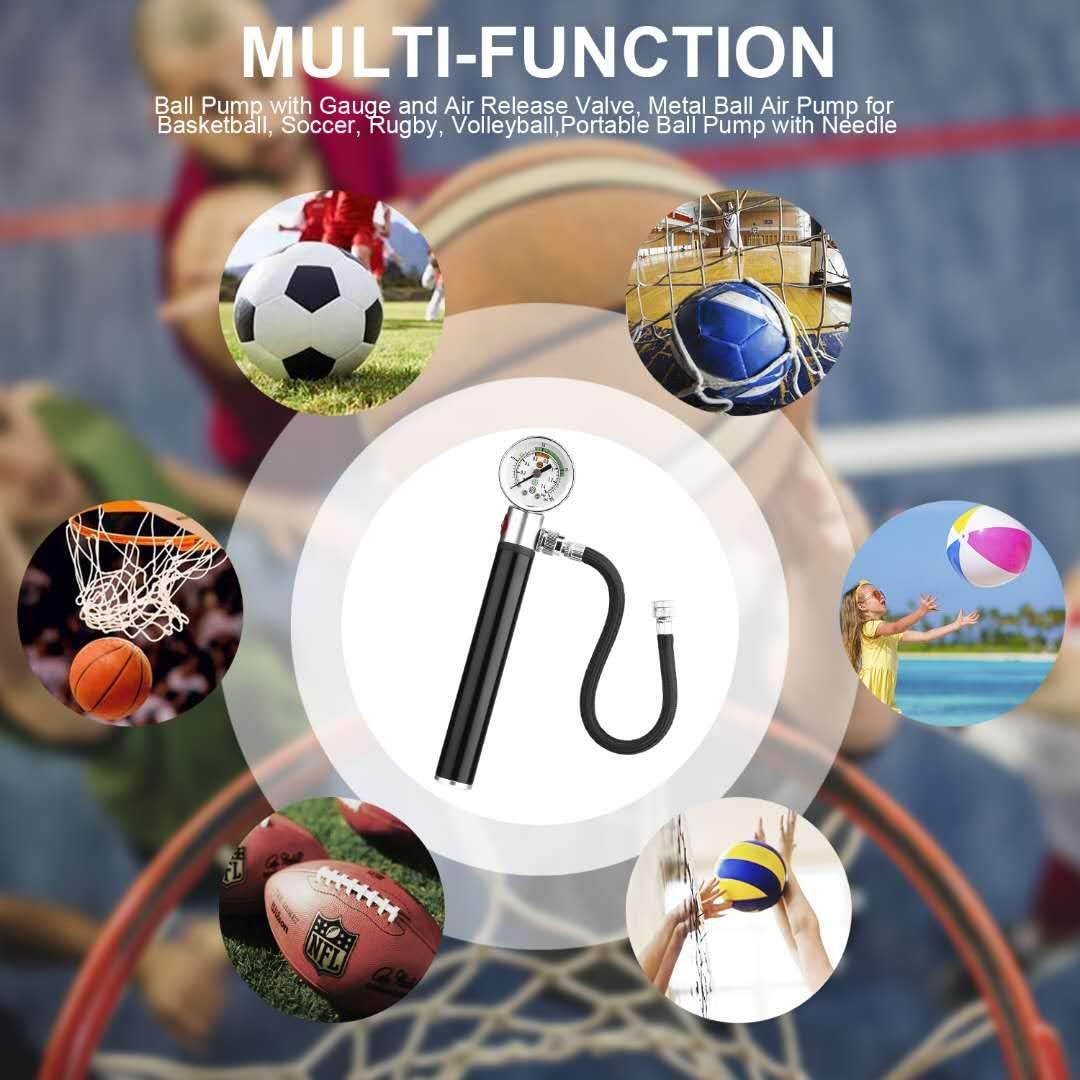 Apaix Ball Pump with Pressure Gauge, Portable Air Inflator Pump w/Air Release Valve for Basketball, Soccer, Volleyball