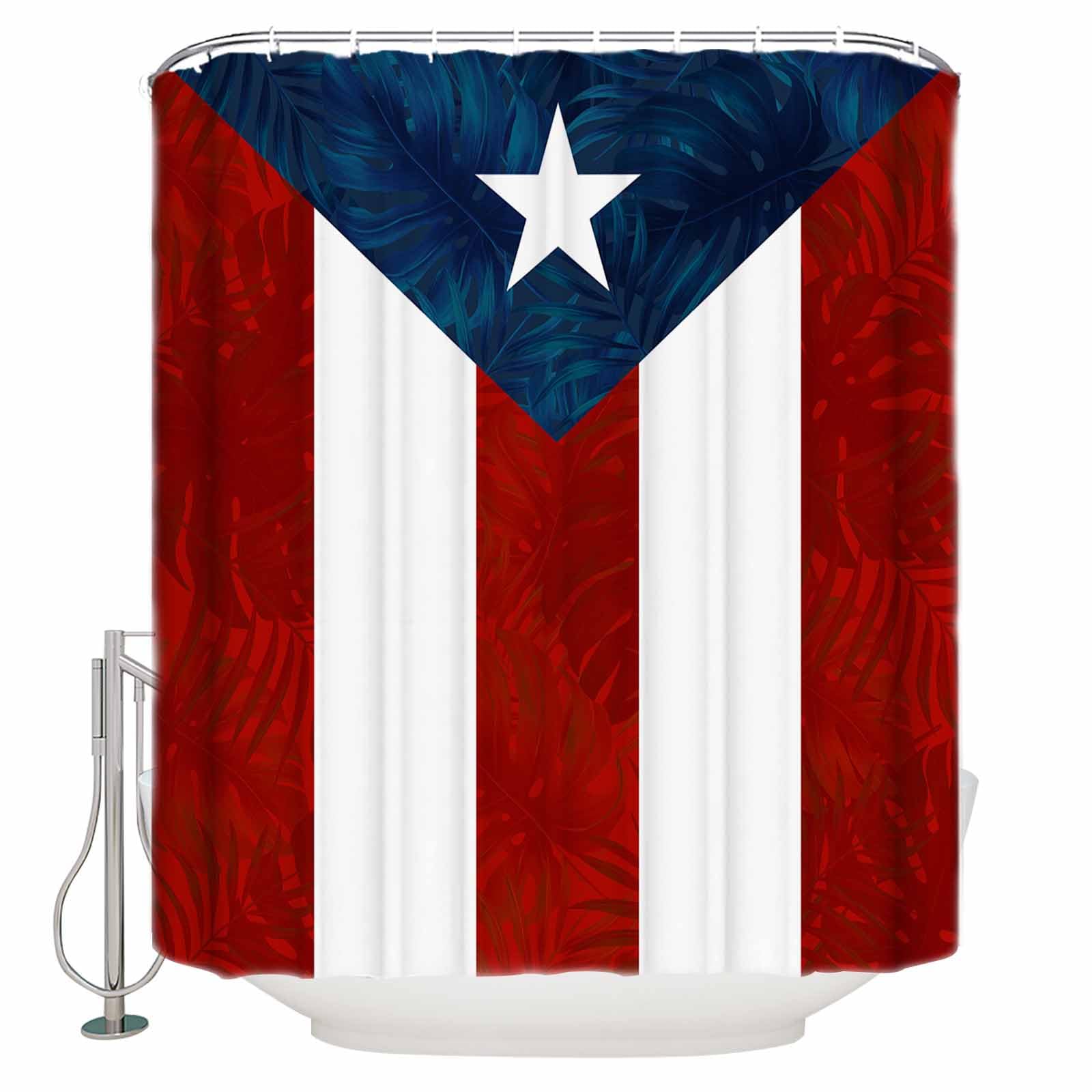 ZOE GARDEN Shower Curtain Set with Hook 36" x 72", National Flag Patriots Puerto Rican Flag | Bathroom Decor Waterproof Polyester Fabric Bathroom