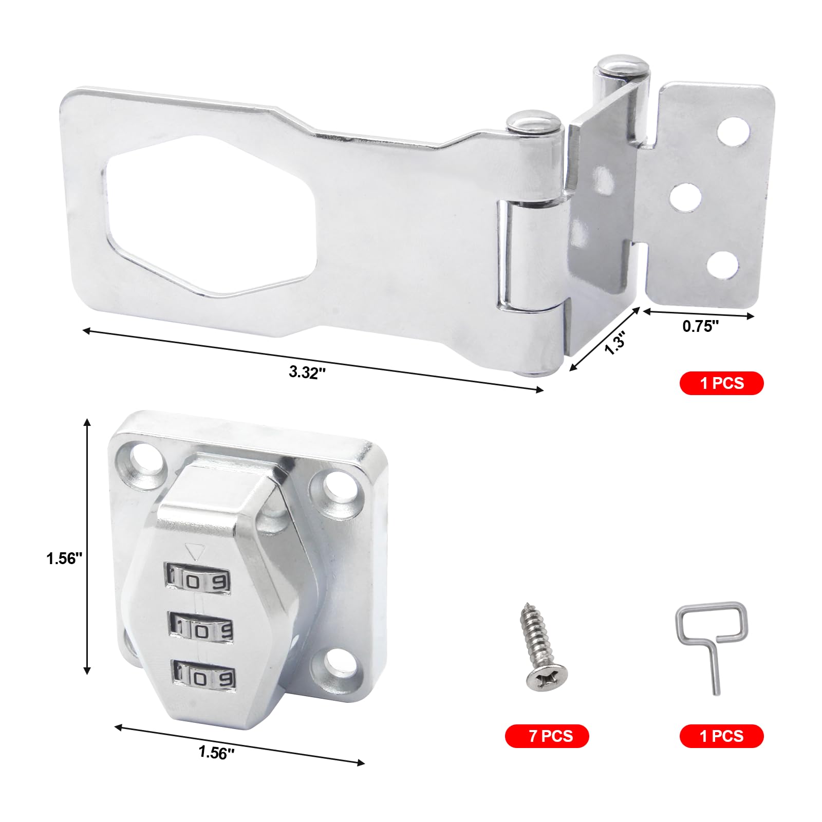 1 cerradura giratoria con contraseña, plegable de acero inoxidable 304 sólido, cerradura de cajón de escritorio, para cajones de 90 grados y 180 grados, dabinetes, puertas, puerta abatible de granero,