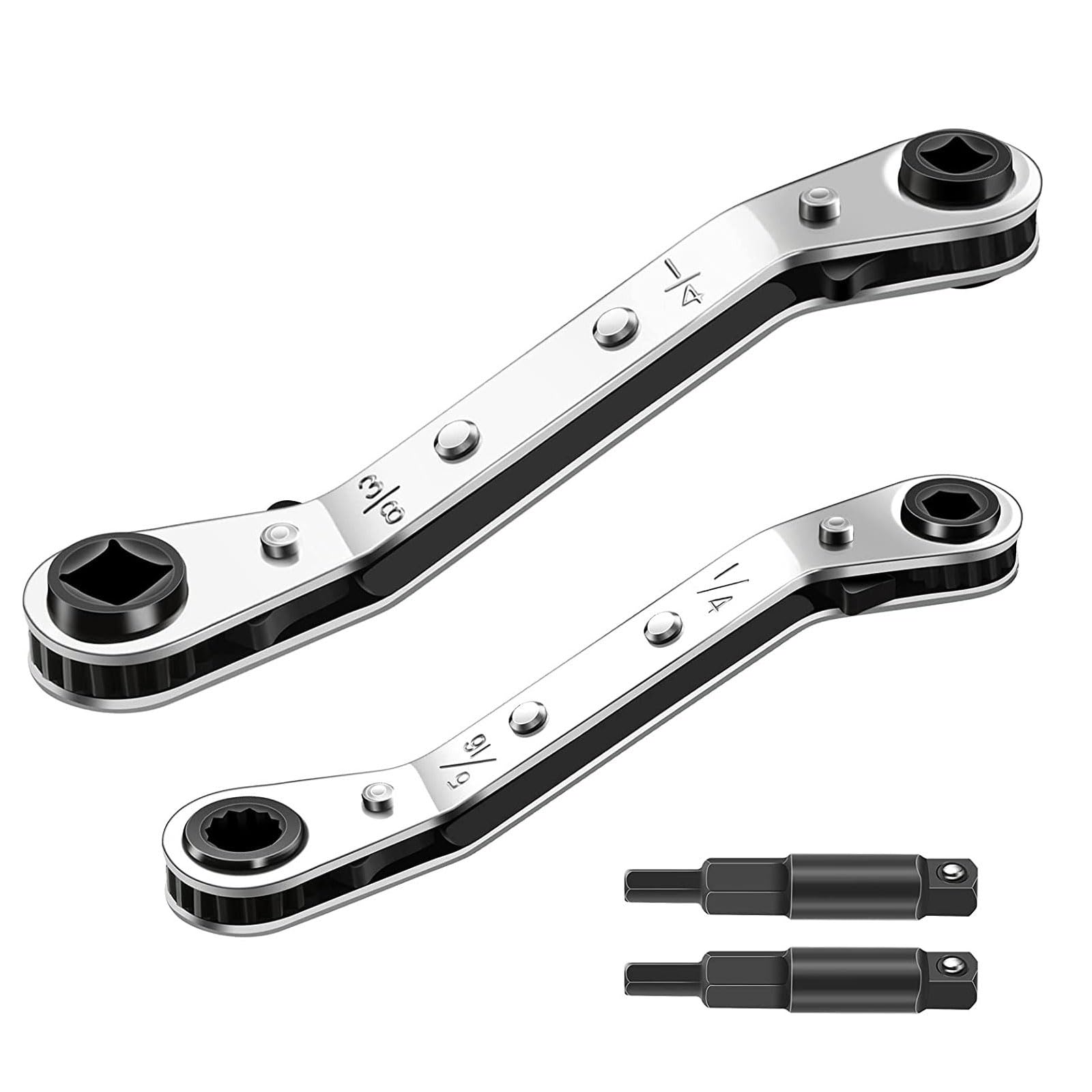 Kalttoy Refrigeration Wrench with 2Pcs HVAC Hexagon Bit Adapter Tool for HVAC Refrigeration Equipment Repair Maintenance