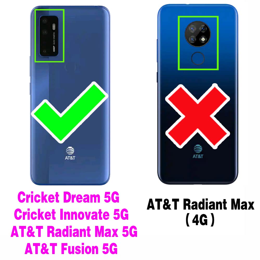 Asuwish Phone Case for Cricket Dream 5G/Innovate 5G/AT&T Radiant Max 5G/Fusion 5G Wallet Cover with Tempered Glass Screen Protector and Flip Credit Card Holder Stand Cell ATT G5 6.82 Women Men Blue