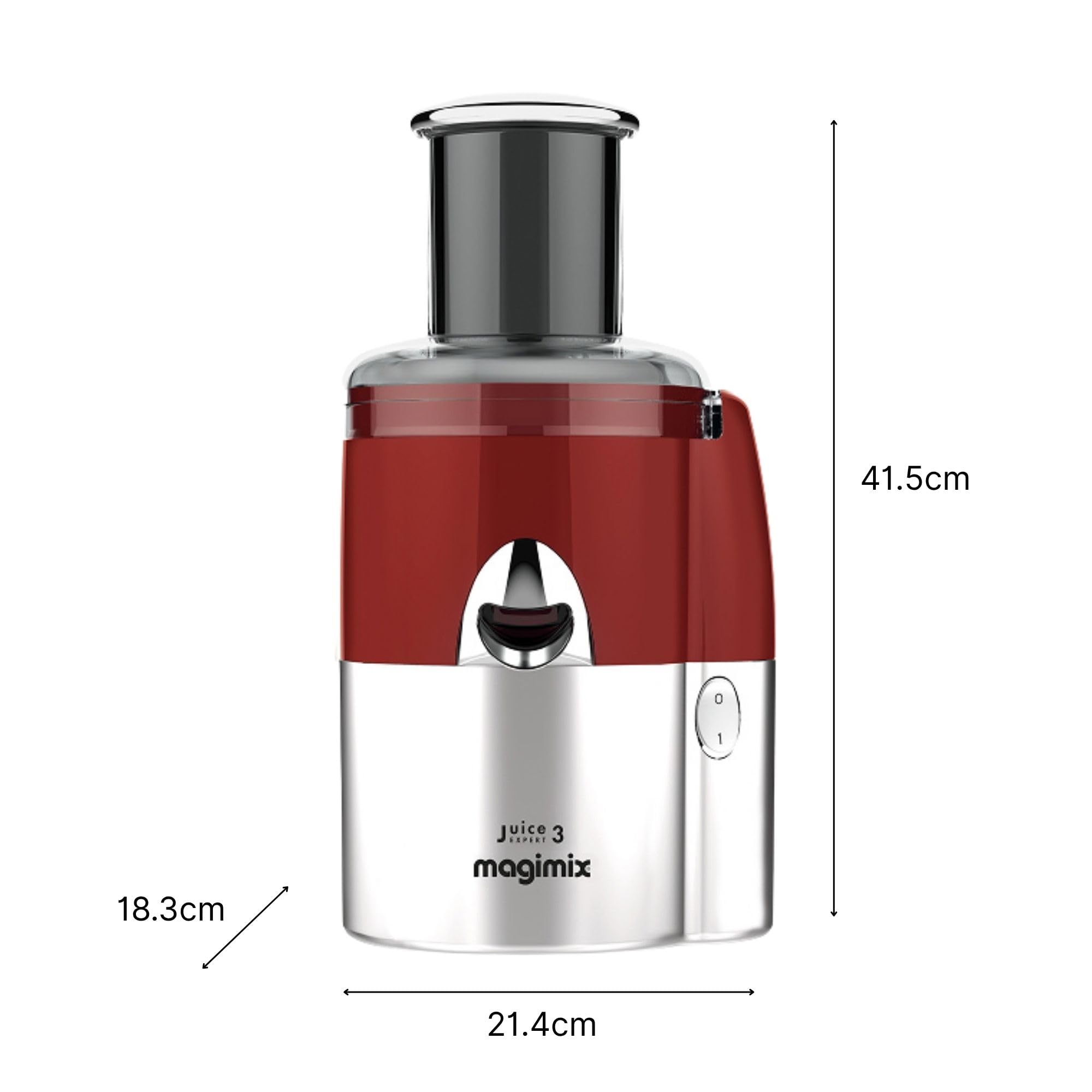 magimix Extracteur de Jus Multifonction 3 en 1 – Presse Agrumes, Centrifugeuse et Extraction à Froid – Moteur Puissant, Sans BPA, Facile à Nettoyer – Idéal Fruits & Légumes – Rouge
