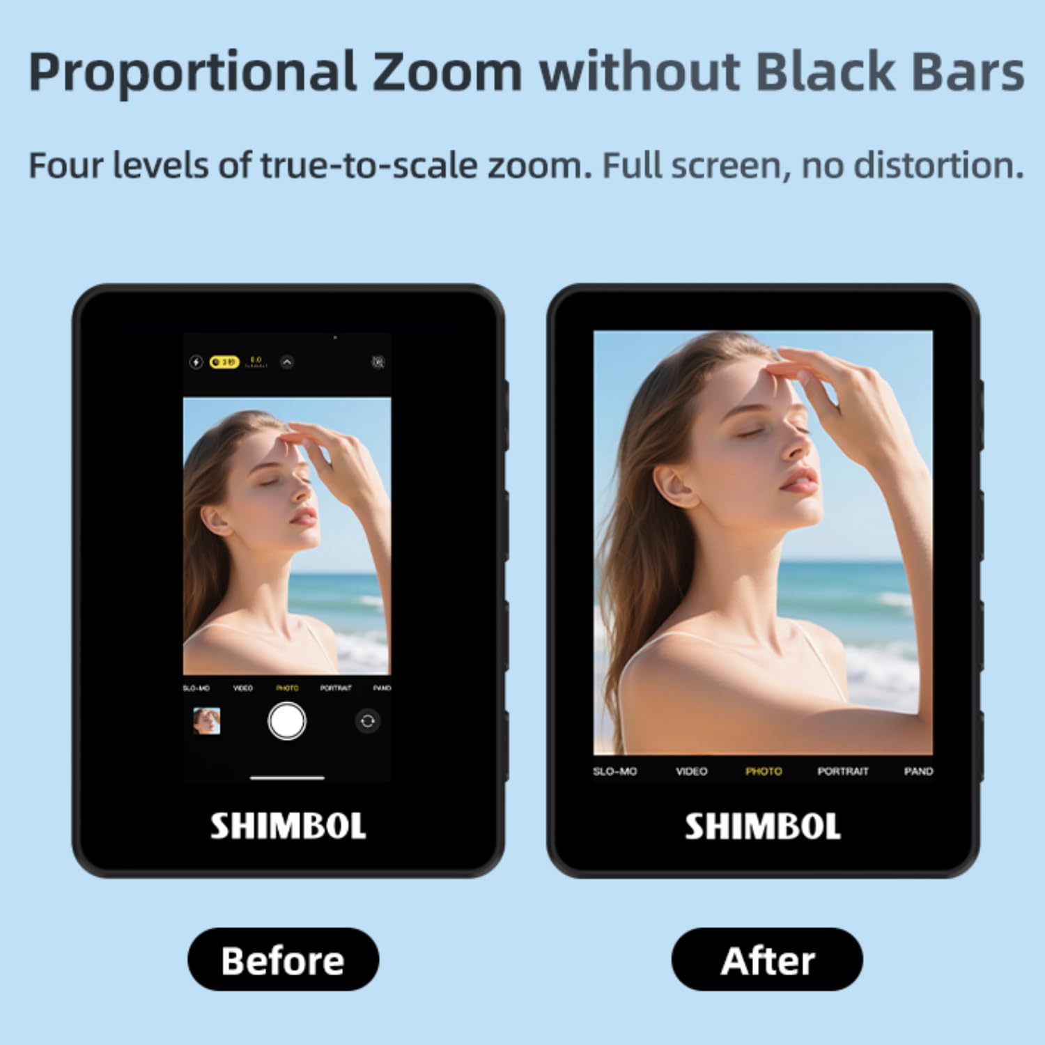 SHIMBOL CP5 Mini 2 Selfie Monitor Screen – Externes Display für Smartphone Rückkamera, 2.4" Vlog Screen für iPhone & Android, 30m Verbindung, 4-Fach Zoom, Bluetooth Shutter (Black)