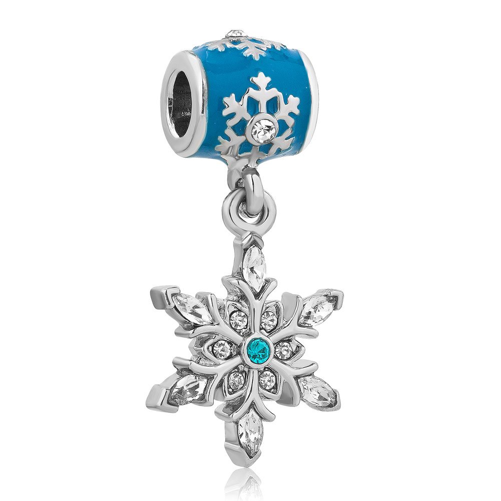 LilyJewelry Christmas Snowflake Dangle Charm Beads for Bracelets