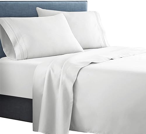 Clara Clark ® Supreme 1500 Collection - Juego de sábanas de 4 piezas, tamaño King, color blanco