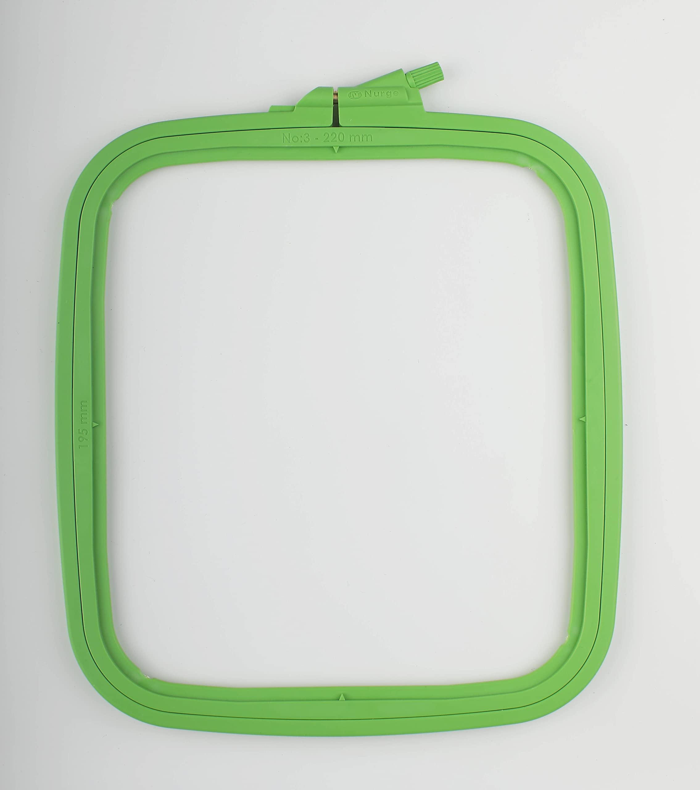 Nurge Square Embroidery Hoop - Plastic Cross Stitch Frame for Needlepoint &amp; Embroidery - Adjustable Craft Hoop - Green - No:3 (Medium)