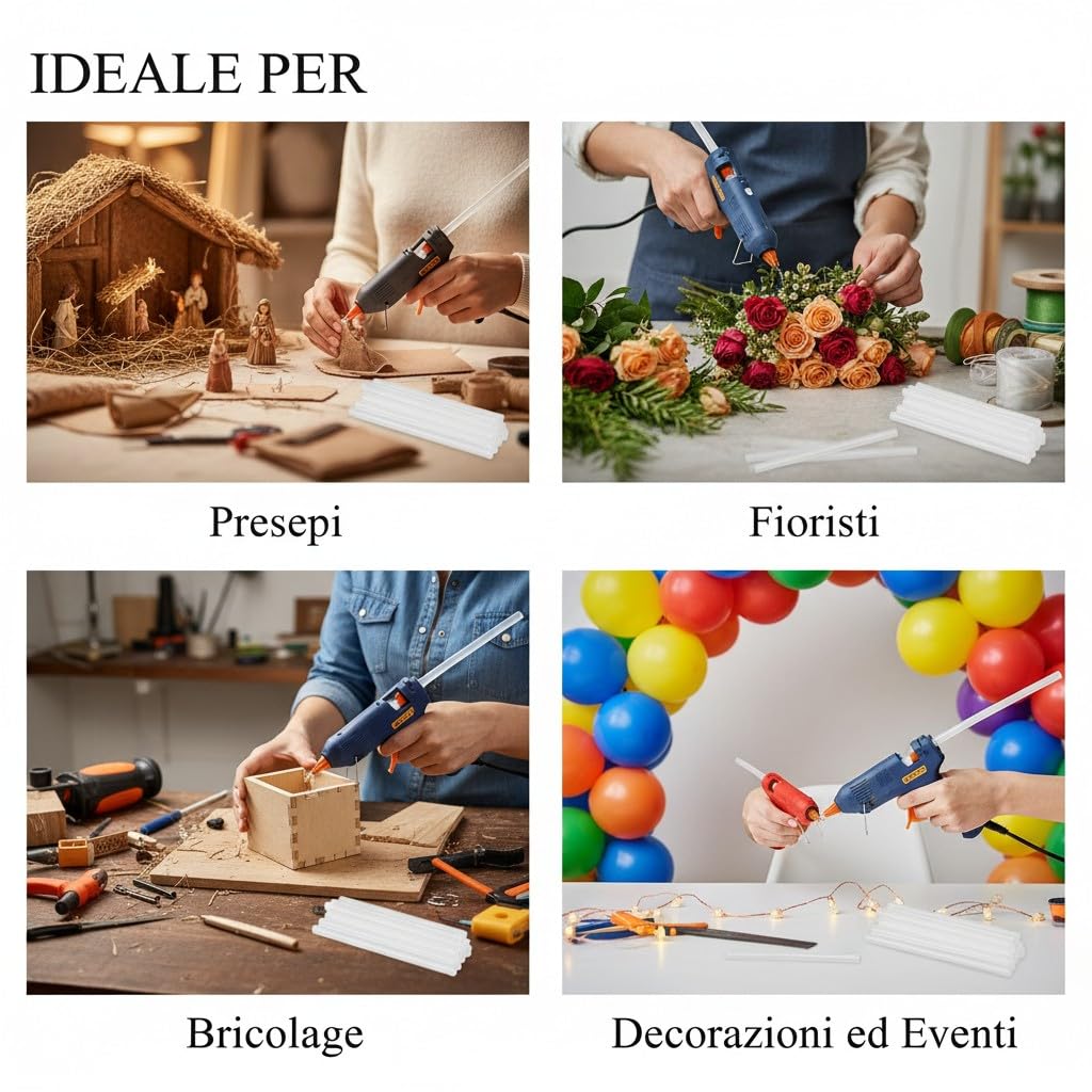 Colla a Caldo Stick Trasparente 5 Kg 11mm per Pistola Termocollante – Bastoncini Professionali per Bricolage, Presepi, Fioristi e Decorazioni