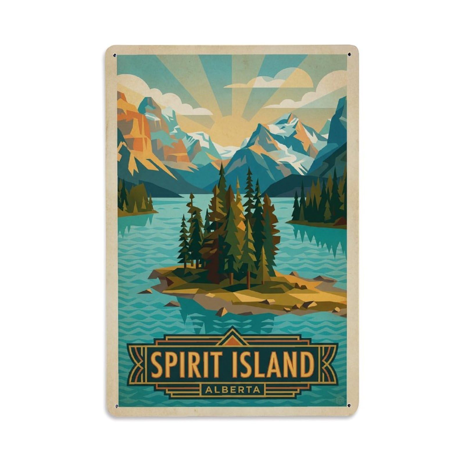 Xanthor Style Vintage Travel Canada Spirit Island Metal Tin Sign