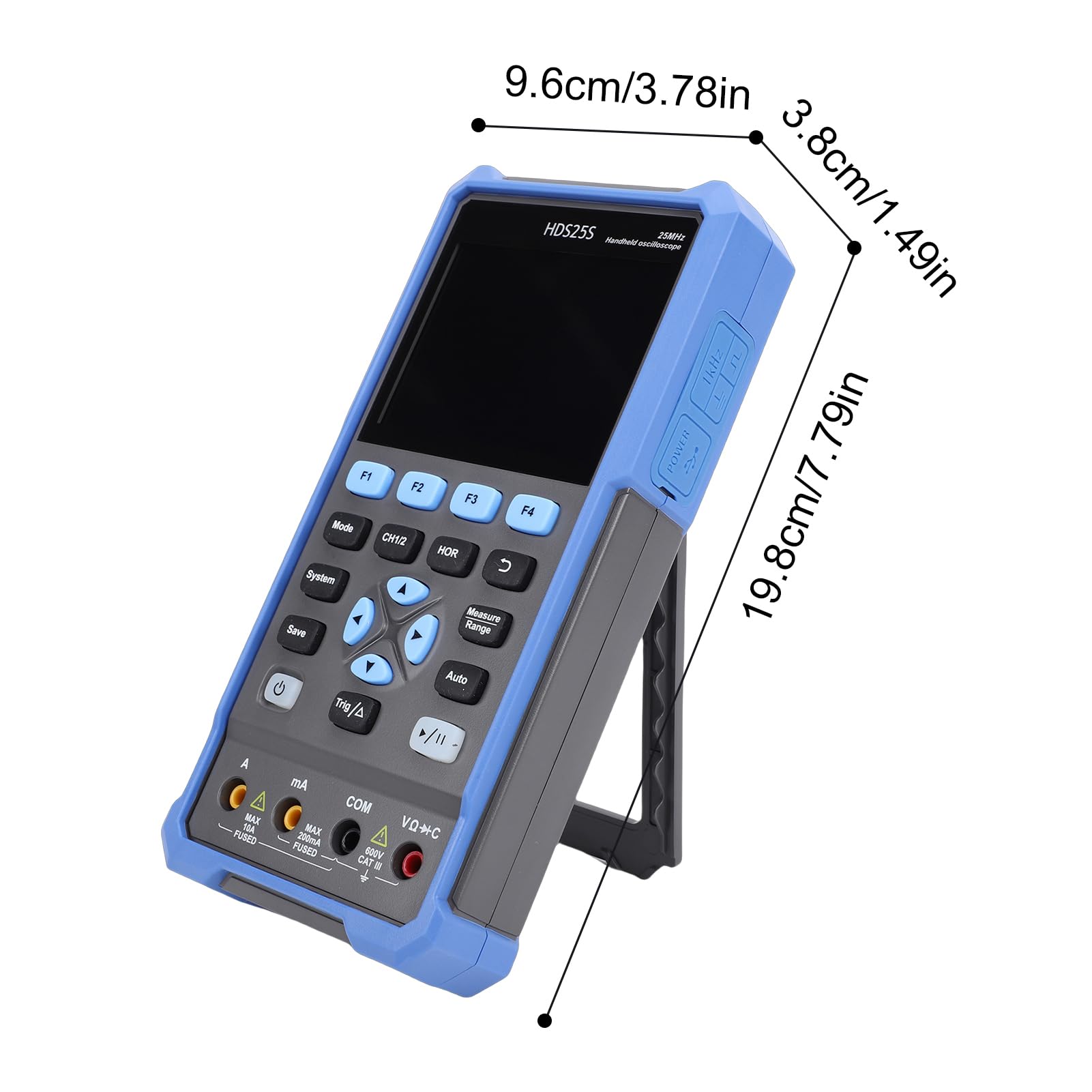 Osciloscopio digital 3 en 1, multímetro de 20.000 contadores, frecuencia de muestreo de 250 MS/s, pantalla LCD de 3,5 pulgadas
