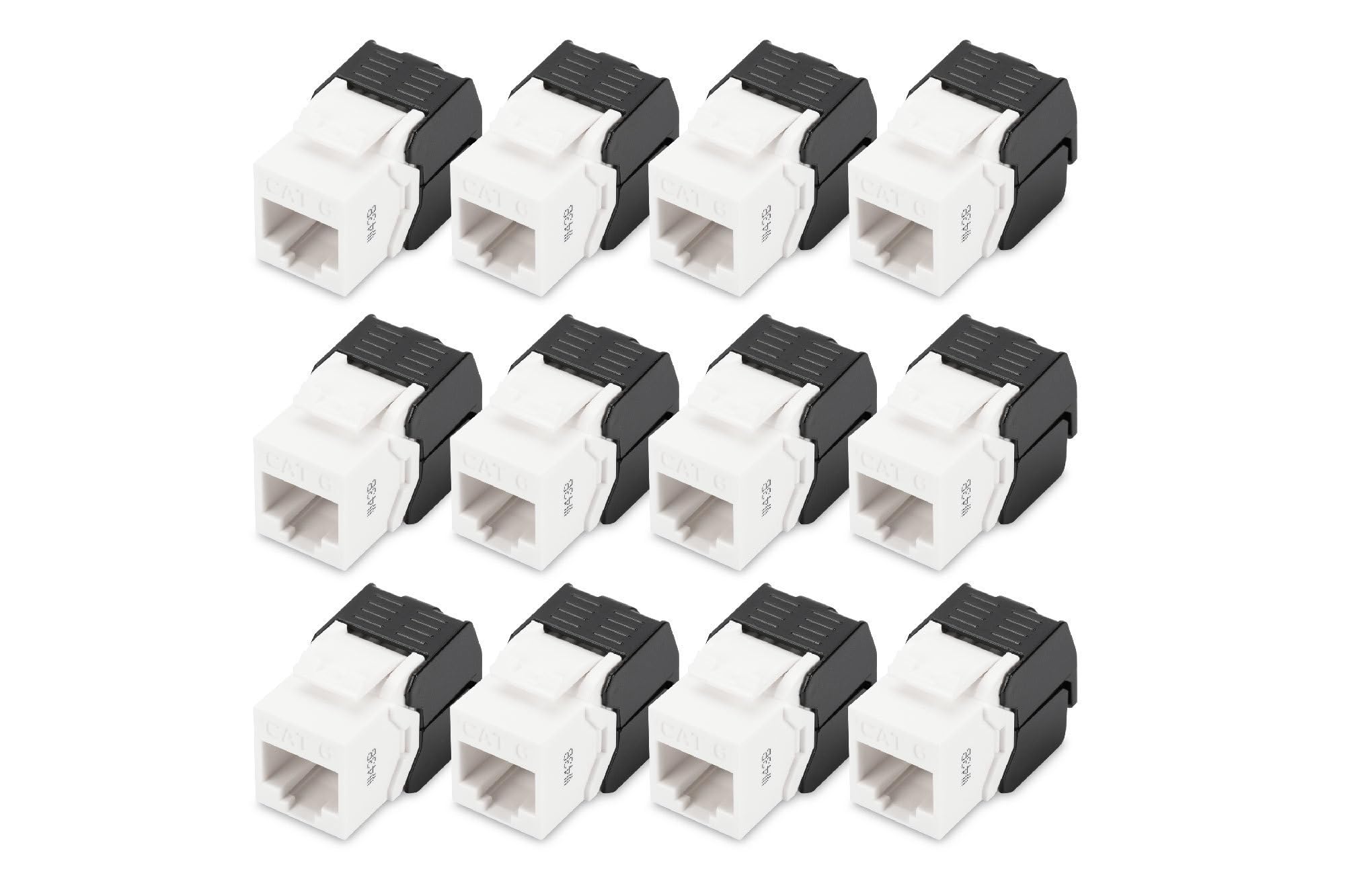 DIGITUS DN-93603 - Modulo Keystone Cat 6-12 Pezzi - Presa di Rete RJ45 Cat6 Non schermata - 250 MHz - 1GBase-T - 1 Gbit/s - da AWG 26 a AWG 22 - Installazione Senza Attrezzi