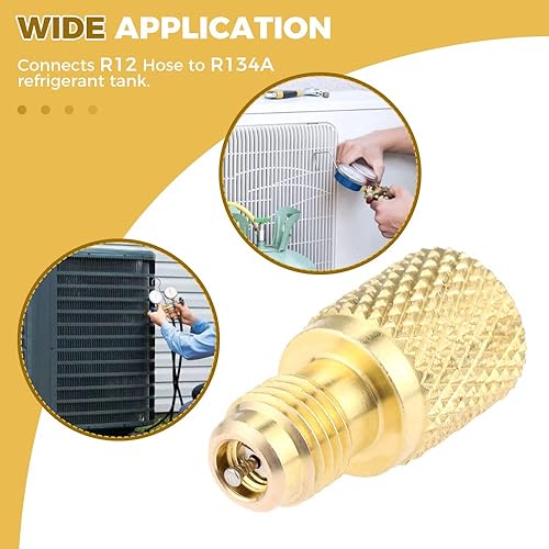 Miniatura 6 de Mtsooning Adaptador de tanque refrigerante R134A, adaptador de conexión de puerto de bomba de vacío de 14 pulgadas macho a 12 pulgada de repuesto