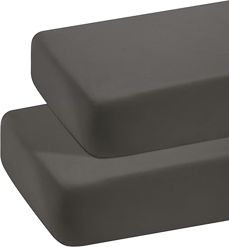 BEDSUM Paquete de 2 sábanas bajeras de microfibra para cuna, súper suaves y acogedoras para colchones estándar de cuna y niños pequeños, 28 x 52