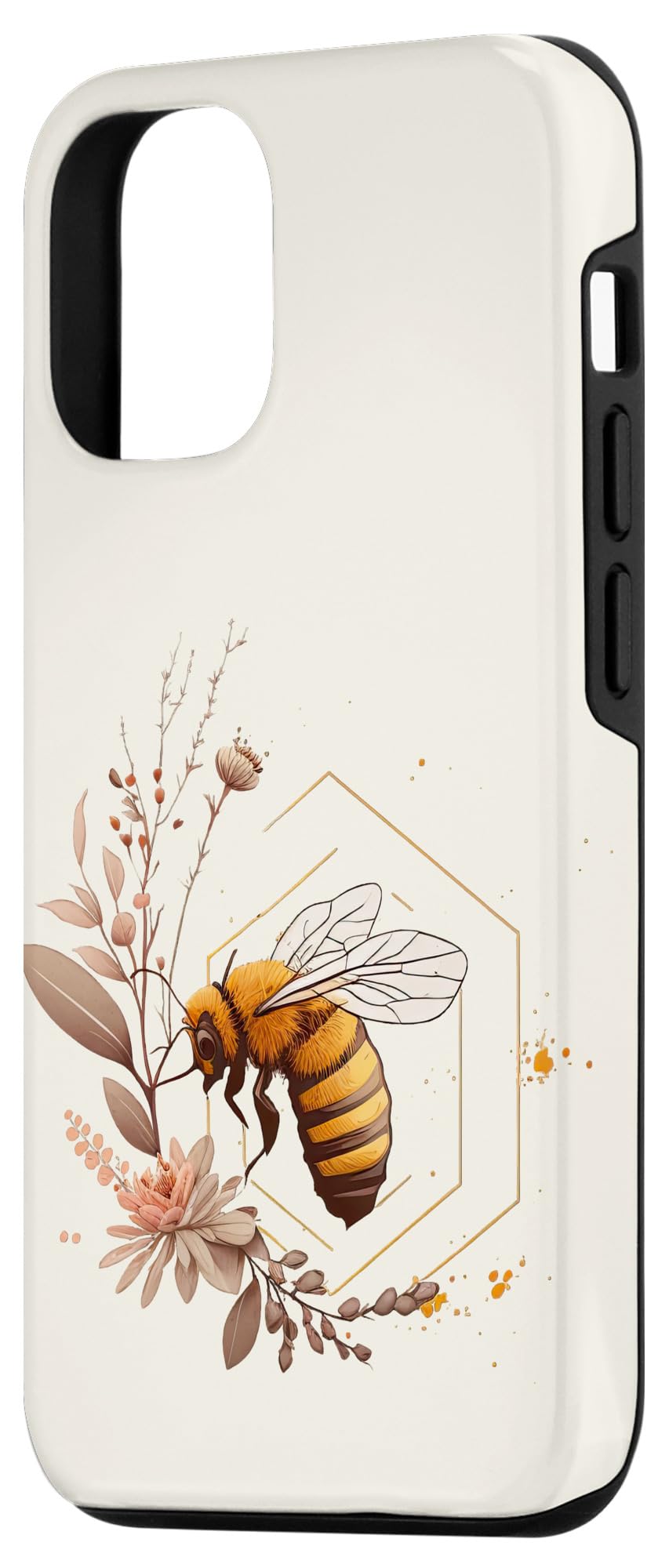 iPhone 13 Pro Honey Bee Gold with Peach Blossoms Case - Image 2