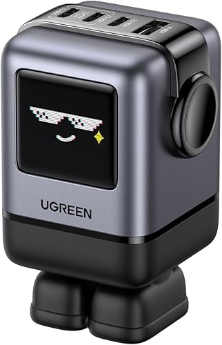 UGREEN Uno - Cargador USB C de 100 W, cargador rápido GaN de 4 puertos con pantalla LED, regalos tecnológicos para hombres y mujeres, para MacBook