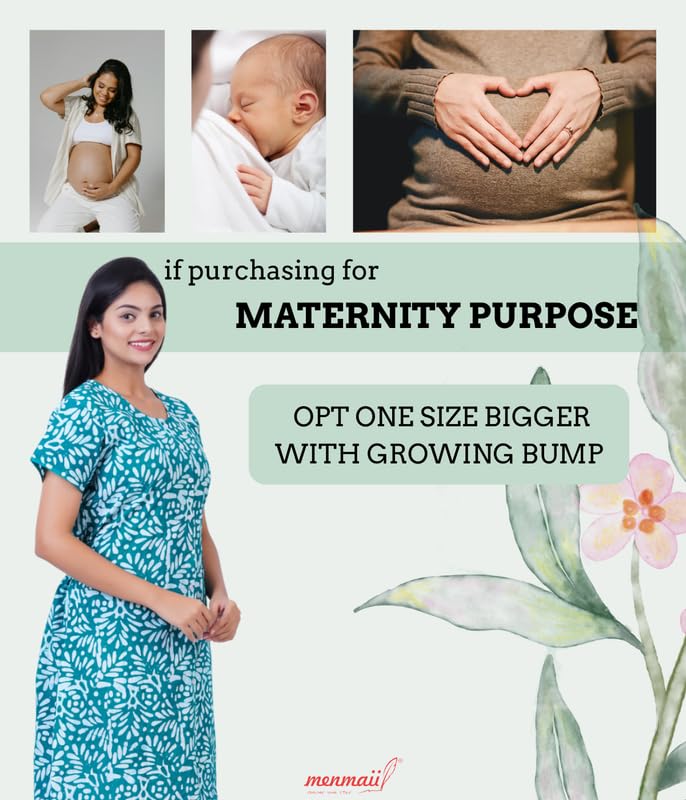 Image of MENMAII Women's [L-4XL] Full Open /Front Buttoned [a Kind of Adaptive Clothing] Multipurpose Nighty for Maternity /Pregnancy /Elderly /Patient /Feeding /Hospital Purpose Nighty Calf Length