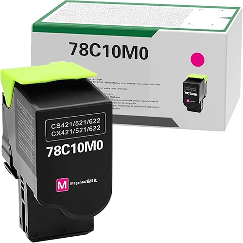 SANCTink 78C10M0 - Cartucho de tóner remanufacturado magenta de repuesto para Lexmark CS521 CS622de CS421 CX622 CX522 CX421 CS521dn CS421dn CX421adn