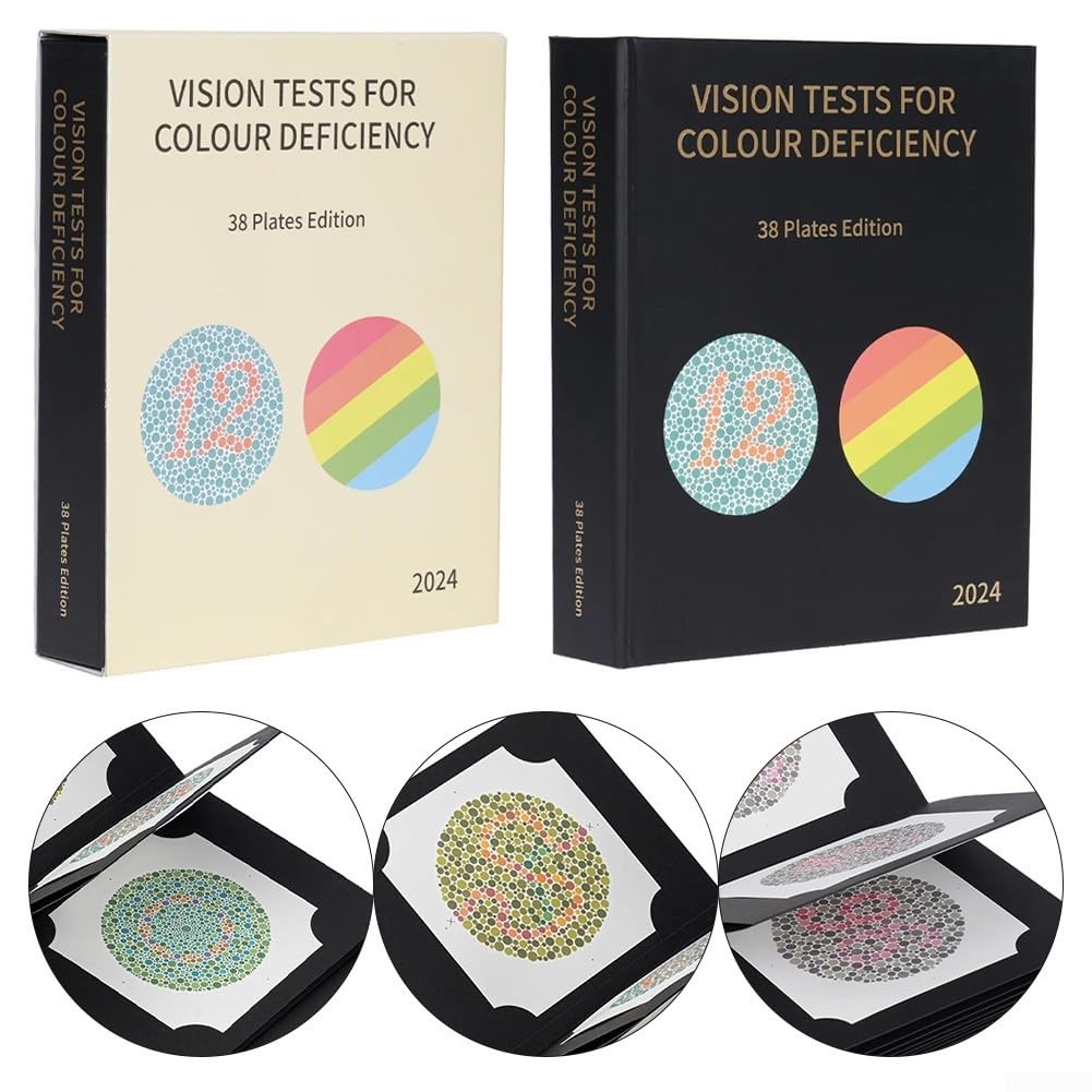Ishihara Book 2024 – Livre de test d'optométrie de 38 pièces, livre de test de différence de couleur, test de déficience de couleur d'optométrie