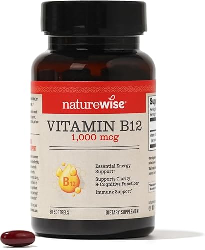 NatureWise Vitamina B12 1,000 mcg para claridad mental y función cognitiva + apoyo energético para máxima vitalidad y bienestar  B12 (60 cápsulas