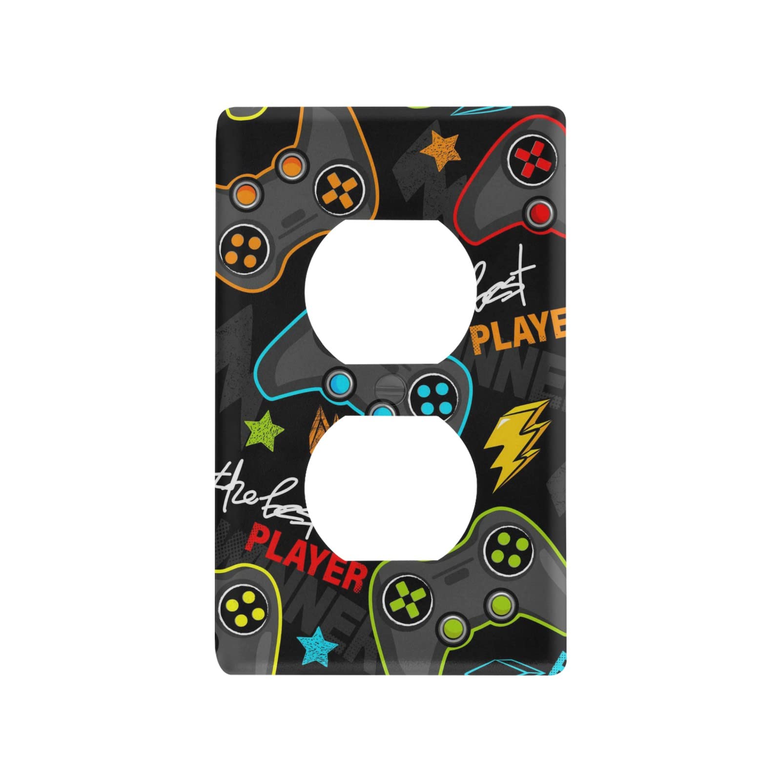 Colorful Video Game Wall Plate, Duplex Outlet Covers Switch Plate, Light Switch Plates Cover for Home Bedroom Decor