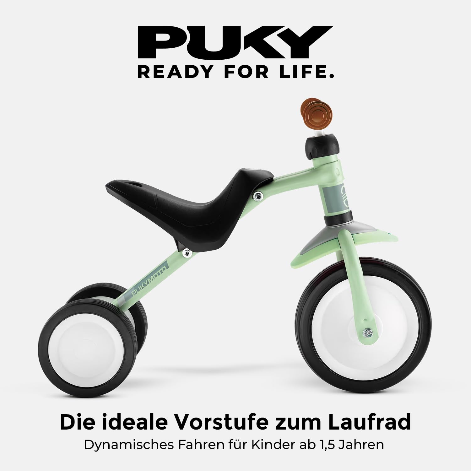 PUKY PUKYMOTO Laufrad Pastell Green | Dreirad & Kinder Fahrrad für Jungen und Mädchen ab 1,5 Jahren | Mitwachsend | Ideal als erstes Balance-Fahrzeug | Brücke zwischen Rutschfahrzeug und erstem Rad
