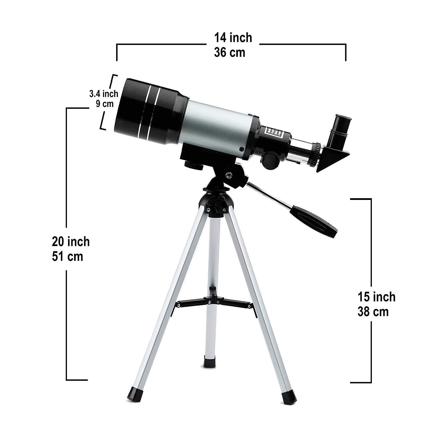 Bambini per principianti adulti, rifrattore astronomico da 70 mm con treppiede regolabile e cercatore - portatile perfetto per bambini adolescenti