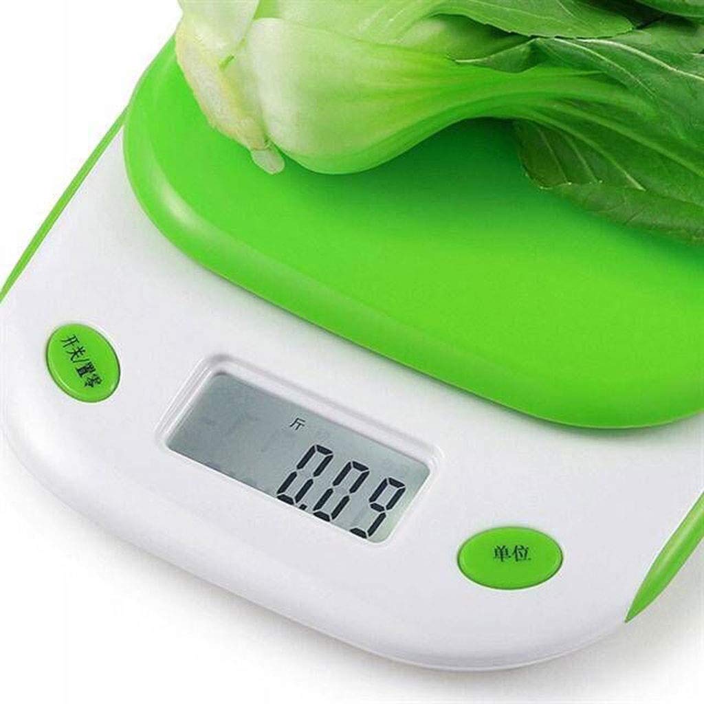 Balance électronique multifonctionnelle Mini tare avec écran LCD pour la cuisson des fruits et légumes (couleur : vert 3 kg/0,1 g) (rose 3 kg/0,1 g).